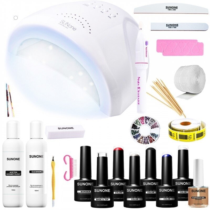 SUNONE ® HYBRID SET gelinio lakavimo rinkinys su UV manikiūro lempa S05 SUNONE ® HYBRID SET gelinio lakavimo rinkinys su UV manikiūro lempa S05