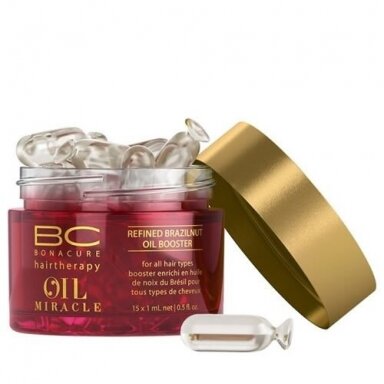 SCHWARZKOPF BONACURE OIL MIRACLE BRAZILNUT BOOSTER maitinamosios plaukų kapsulės su riešutų aliejumi ( 15*1 ml ) SCHWARZKOPF BONACURE OIL MIRACLE BRAZILNUT BOOSTER maitinamosios plaukų kapsulės su riešutų aliejumi ( 15*1 ml )