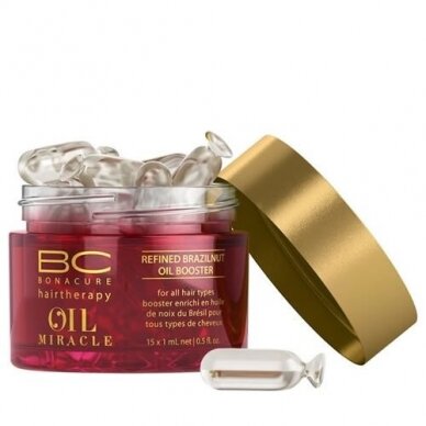SCHWARZKOPF BONACURE OIL MIRACLE BRAZILNUT BOOSTER maitinamosios plaukų kapsulės su riešutų aliejumi ( 15*1 ml ) SCHWARZKOPF BONACURE OIL MIRACLE BRAZILNUT BOOSTER maitinamosios plaukų kapsulės su riešutų aliejumi ( 15*1 ml )