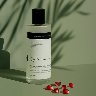 SYIS NATURAL BEAUTY gaivinantis veido tonikas su rožių hidrolatu ir vaisių ekstraktais, 250 ml SYIS NATURAL BEAUTY gaivinantis veido tonikas su rožių hidrolatu ir vaisių ekstraktais, 250 ml