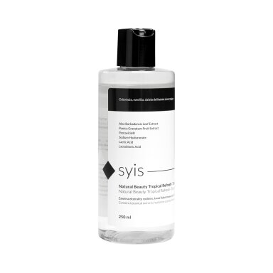 SYIS NATURAL BEAUTY gaivinantis veido tonikas su rožių hidrolatu ir vaisių ekstraktais, 250 ml SYIS NATURAL BEAUTY gaivinantis veido tonikas su rožių hidrolatu ir vaisių ekstraktais, 250 ml