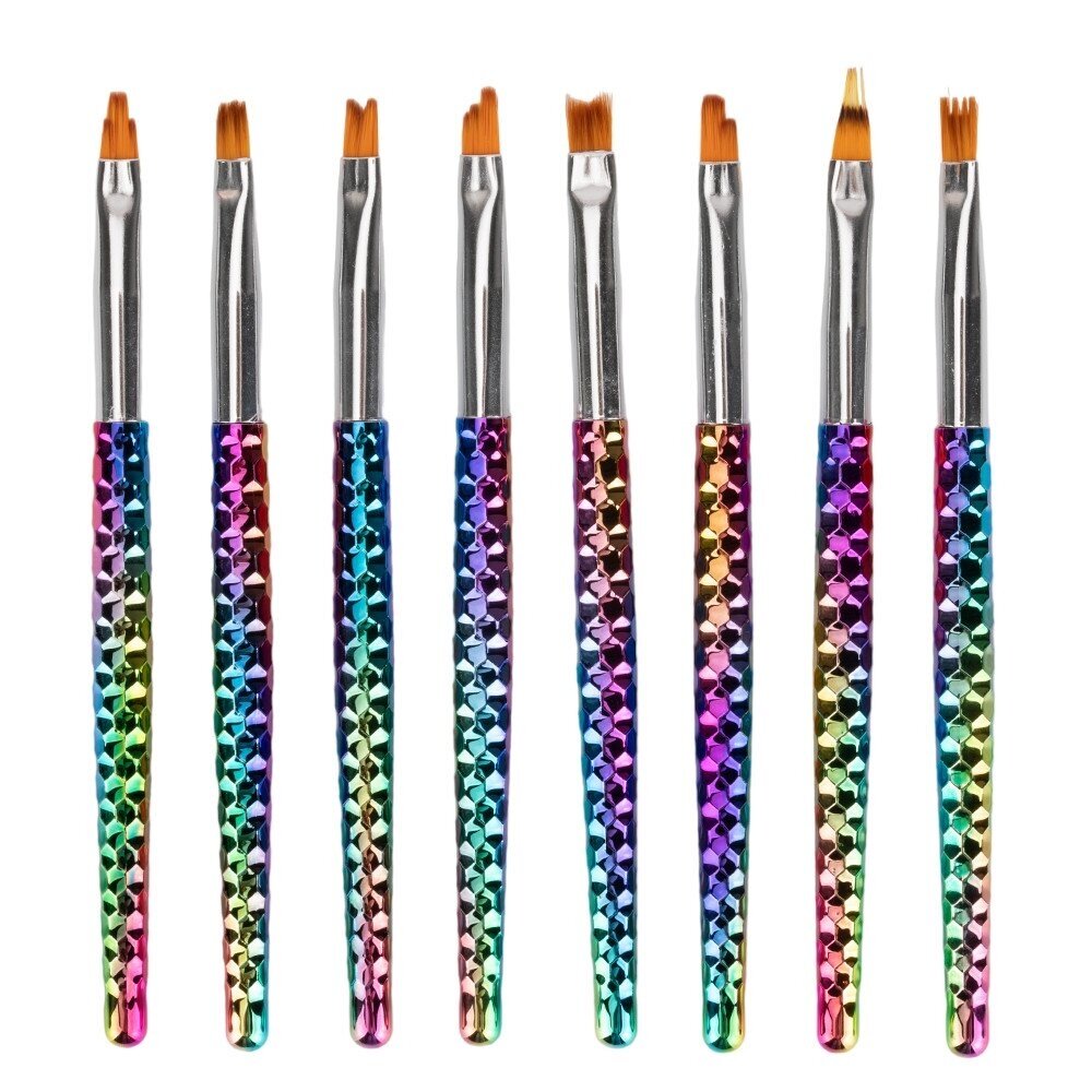 Teptukų rinkinys nagų dailei RAINBOW, 8 vnt. 2 Teptukų rinkinys nagų dailei RAINBOW, 8 vnt. 2