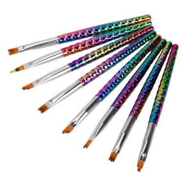 Teptukų rinkinys nagų dailei RAINBOW, 8 vnt. Teptukų rinkinys nagų dailei RAINBOW, 8 vnt.