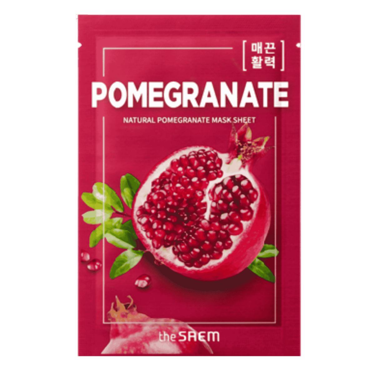 THE SAEM POMEGRANATE lakštinė kaukė brandžiai odai su senėjimą stabdančiu granatų ekstraktu, 1 vnt