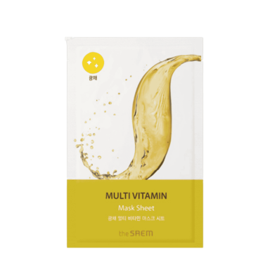 THE SAEM MULTI VITAMIN spindesio suteikianti lakštinė veido kaukė, 1 vnt THE SAEM MULTI VITAMIN spindesio suteikianti lakštinė veido kaukė, 1 vnt