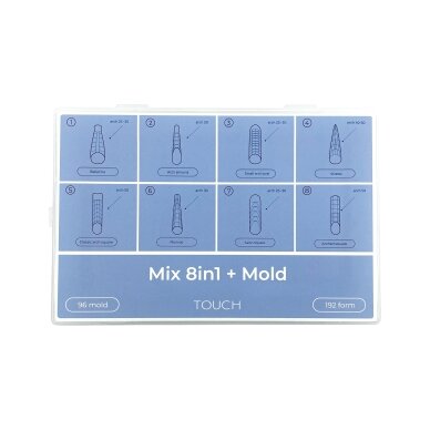 TOUCH NAILS viršutinės formelės ilgalaikiam nagų modeliavimui MIX 8in1 + mold 288pcs TOUCH NAILS viršutinės formelės ilgalaikiam nagų modeliavimui MIX 8in1 + mold 288pcs