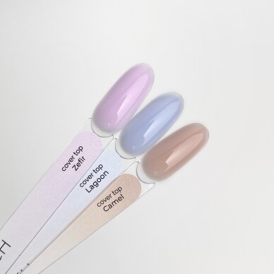 TOUCH NAILS viršutinis apsauginis nagų lako sluoksnis ilgalaikiam manikiūrui COVER TOP CAMEL, 13 ml 2