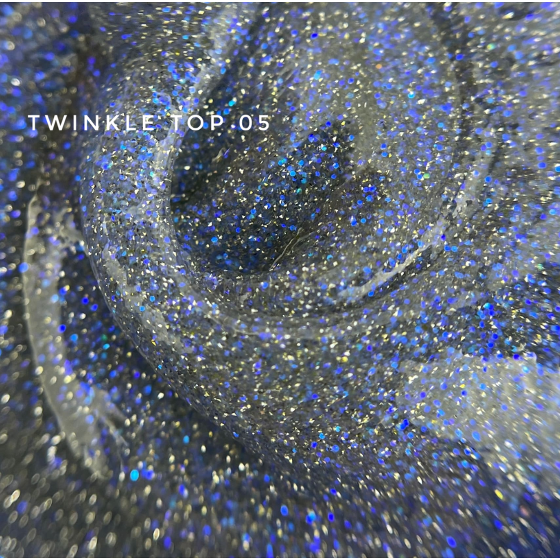 TOUCH NAILS viršutinis apsauginis nagų lako sluoksnis ilgalaikiam manikiūrui TWINKLE TOP 05, 13 ml