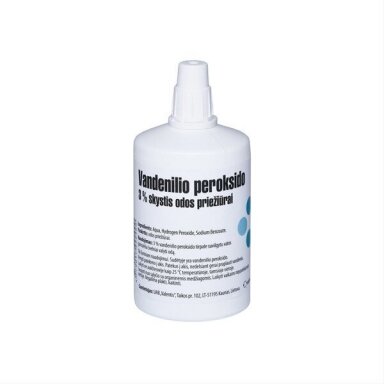Vandenilio peroksidas, 3 proc., odos priežiūrai, 100 ml. Vandenilio peroksidas, 3 proc., odos priežiūrai, 100 ml.