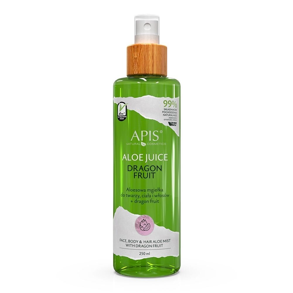 APIS BODY AND FACE MIST drėkinanti ir apsauginė veido, kūno ir plaukų migla NATURAL ALOE VERA MIST + Dragon Fruit, 250 ml APIS BODY AND FACE MIST drėkinanti ir apsauginė veido, kūno ir plaukų migla NATURAL ALOE VERA MIST + Dragon Fruit, 250 ml