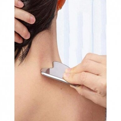 Plieninis veido masažuoklis GUA SHA SILVER (2 vnt.) 1 Plieninis veido masažuoklis GUA SHA SILVER (2 vnt.) 1