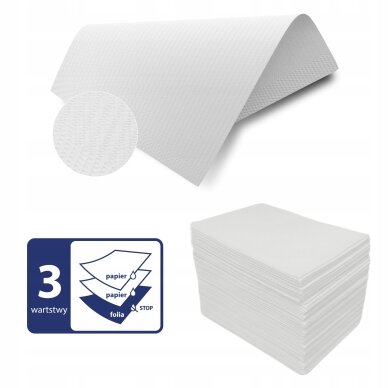 Vienkartinės neperšlampamos servetėlės (33*48 cm), 50 vnt., baltos spalvos Vienkartinės neperšlampamos servetėlės (33*48 cm), 50 vnt., baltos spalvos